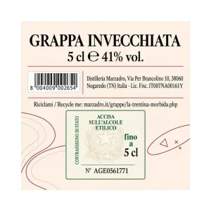 Grappa Marzadro La Trentina Morbida Mignon 5 cl