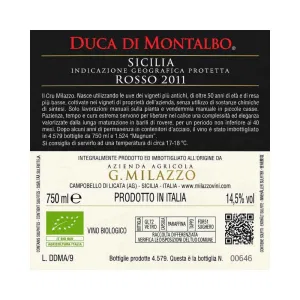 Milazzo Duca di Montalbo Rosso Terre Siciliane IGT 75 cl