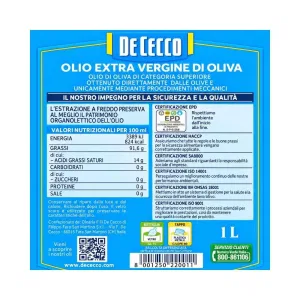 De Cecco olio extra vergine di oliva 1 l