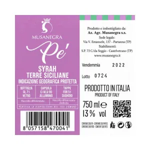 Vino Syrah Terre Siciliane IGP 75 cl Pe' – Musanegra