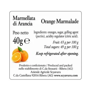 Marmellata di Arancia 40g | Scyavuru (ETICHETTA 360°)