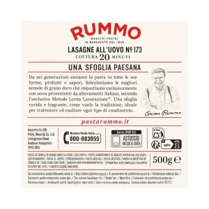 Rummo Lasagne all'Uovo N°173 500 g – 4 Uova Ricetta Ricca