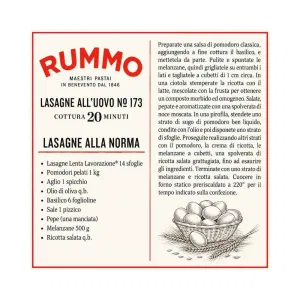 Rummo Lasagne all'Uovo N°173 500 g – 4 Uova Ricetta Ricca