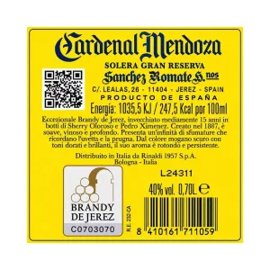 Brandy Cardenal Mendoza Solera Gran Reserva 70 cl Astucciato - 15 Anni