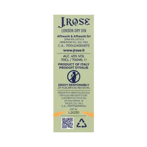 J.Rose Gin London Dry Vol 43% 70 cl Jr-Fl (ETICHETTA 360°)