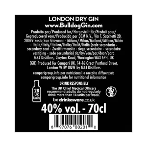 Gin Bulldog London Dry 70 cl - Premium con 12 Botaniche Esotiche